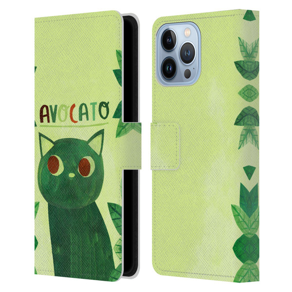 Planet Cat Puns Avocato Leather Book Wallet Case Cover For Apple iPhone 13 Pro Max