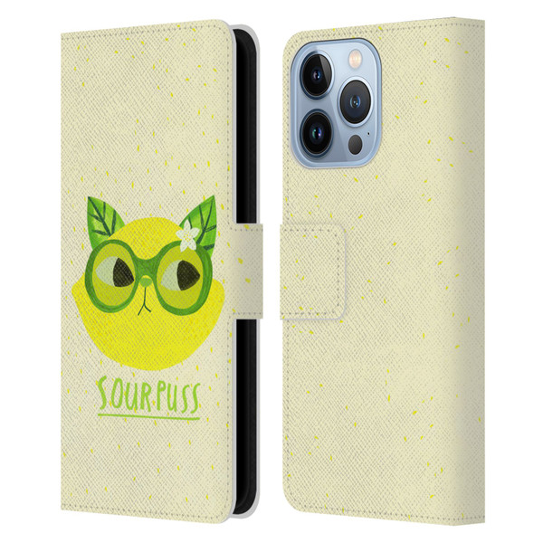Planet Cat Puns Sour Puss Leather Book Wallet Case Cover For Apple iPhone 13 Pro