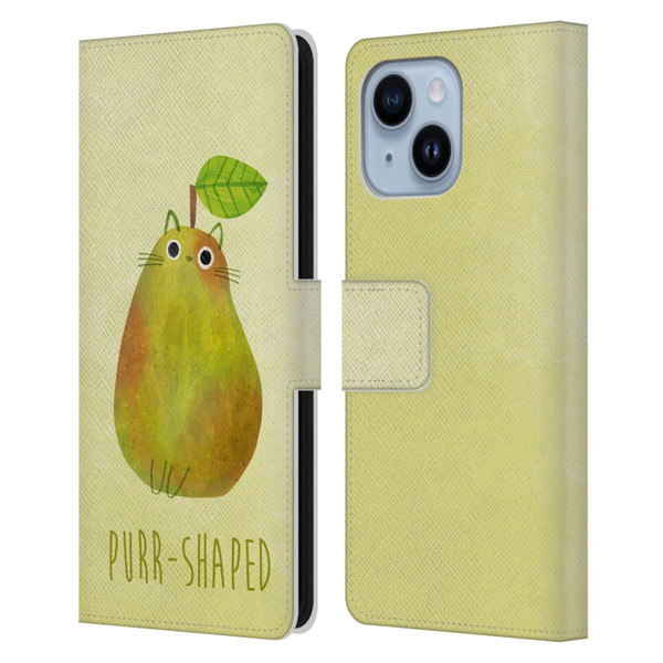 Planet Cat Puns Purr-shaped Leather Book Wallet Case Cover For Apple iPhone 14 Plus