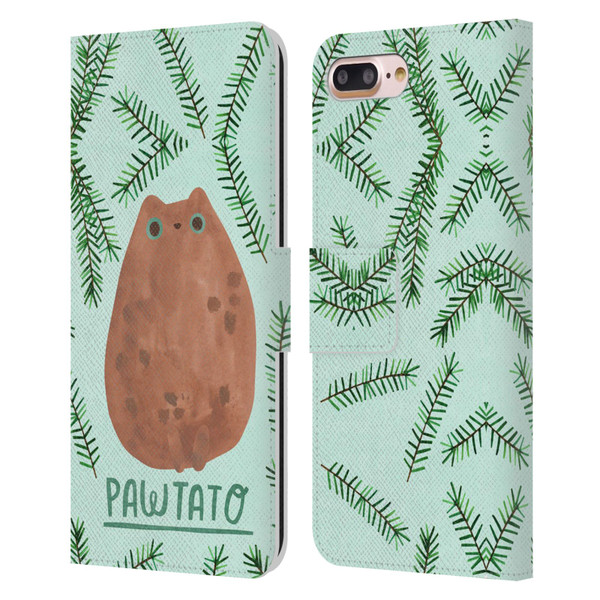 Planet Cat Puns Pawtato Leather Book Wallet Case Cover For Apple iPhone 7 Plus / iPhone 8 Plus