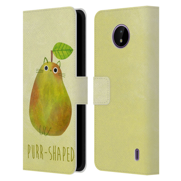 Planet Cat Puns Purr-shaped Leather Book Wallet Case Cover For Nokia C10 / C20