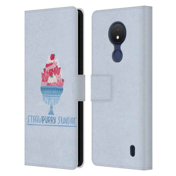Planet Cat Puns Strawpurry Sundae Leather Book Wallet Case Cover For Nokia C21
