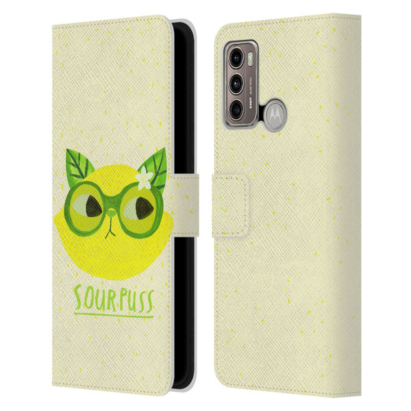 Planet Cat Puns Sour Puss Leather Book Wallet Case Cover For Motorola Moto G60 / Moto G40 Fusion