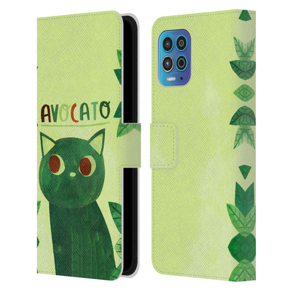 Planet Cat Puns Avocato Leather Book Wallet Case Cover For Motorola Moto G100