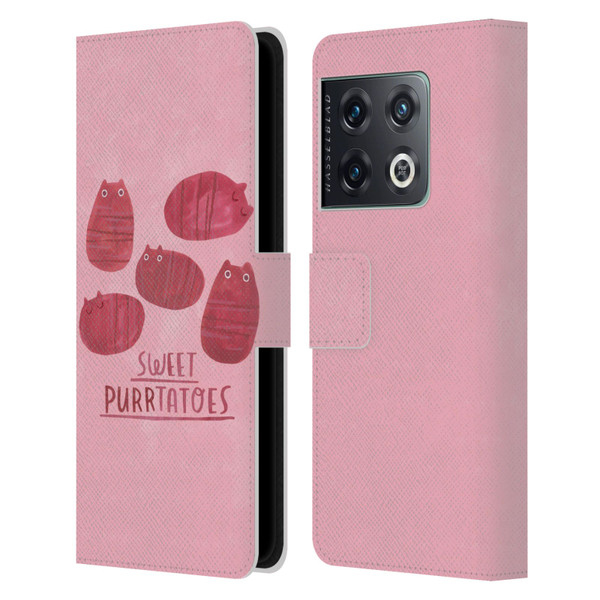 Planet Cat Puns Sweet Purrtatoes Leather Book Wallet Case Cover For OnePlus 10 Pro