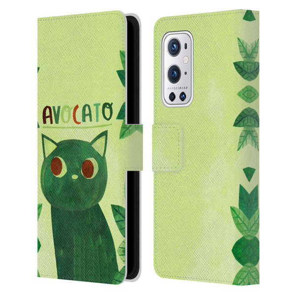 Planet Cat Puns Avocato Leather Book Wallet Case Cover For OnePlus 9 Pro