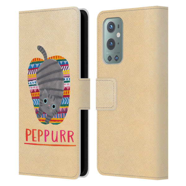 Planet Cat Puns Peppur Leather Book Wallet Case Cover For OnePlus 9