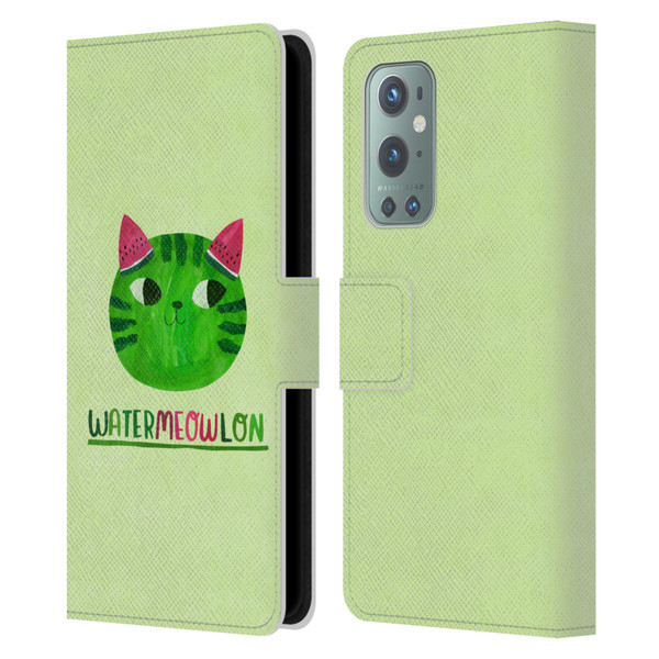 Planet Cat Puns Watermeowlon Leather Book Wallet Case Cover For OnePlus 9