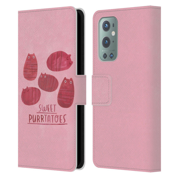 Planet Cat Puns Sweet Purrtatoes Leather Book Wallet Case Cover For OnePlus 9