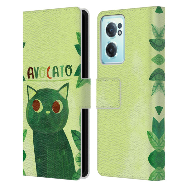 Planet Cat Puns Avocato Leather Book Wallet Case Cover For OnePlus Nord CE 2 5G