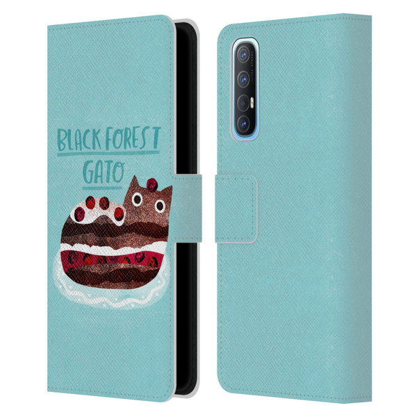 Planet Cat Puns Black Forest Gato Leather Book Wallet Case Cover For OPPO Find X2 Neo 5G