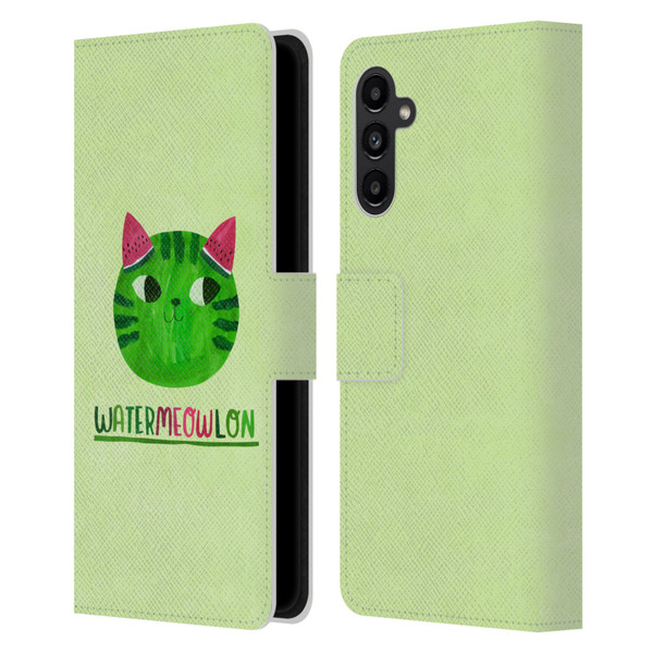 Planet Cat Puns Watermeowlon Leather Book Wallet Case Cover For Samsung Galaxy A13 5G (2021)
