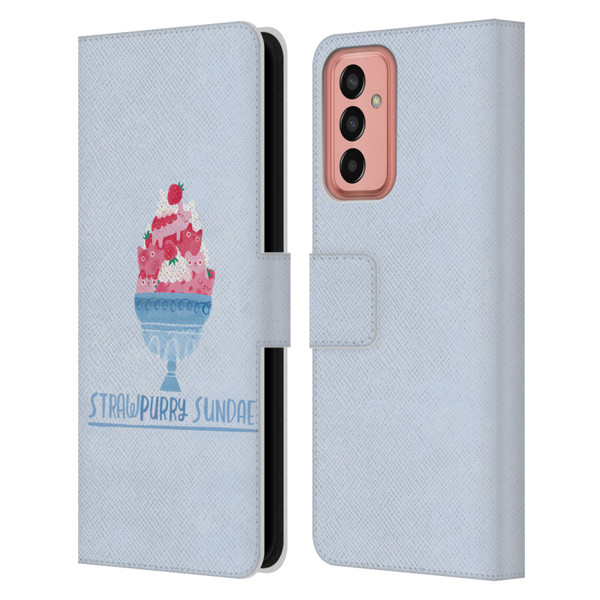 Planet Cat Puns Strawpurry Sundae Leather Book Wallet Case Cover For Samsung Galaxy M13 (2022)