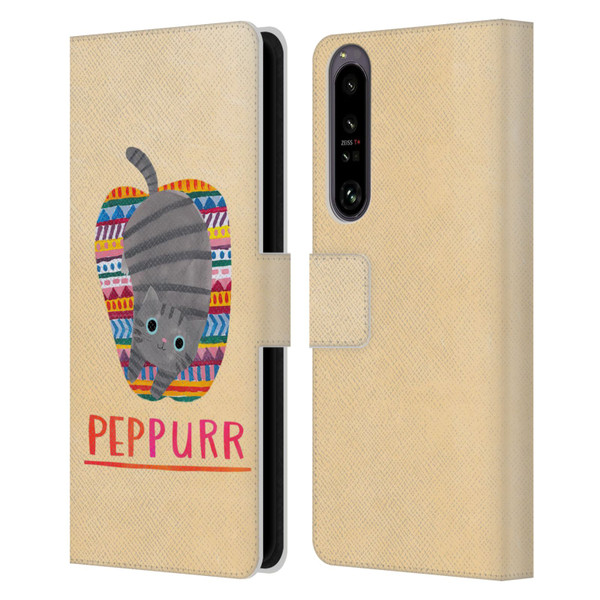 Planet Cat Puns Peppur Leather Book Wallet Case Cover For Sony Xperia 1 IV