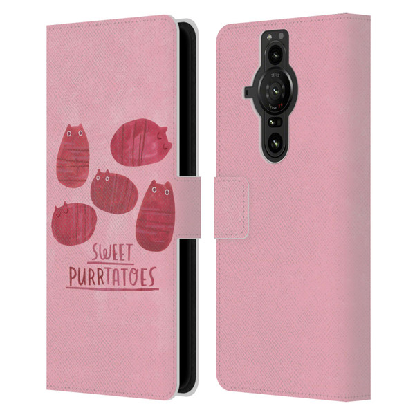 Planet Cat Puns Sweet Purrtatoes Leather Book Wallet Case Cover For Sony Xperia Pro-I