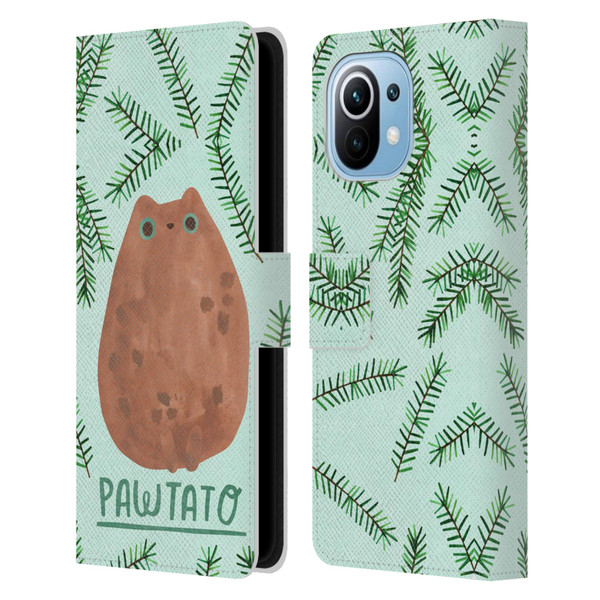 Planet Cat Puns Pawtato Leather Book Wallet Case Cover For Xiaomi Mi 11