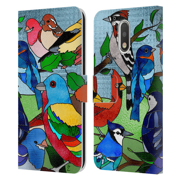 Suzan Lind Birds Stained Glass Leather Book Wallet Case Cover For Motorola Moto G41