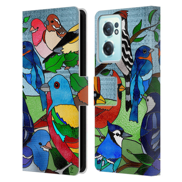 Suzan Lind Birds Stained Glass Leather Book Wallet Case Cover For OnePlus Nord CE 2 5G