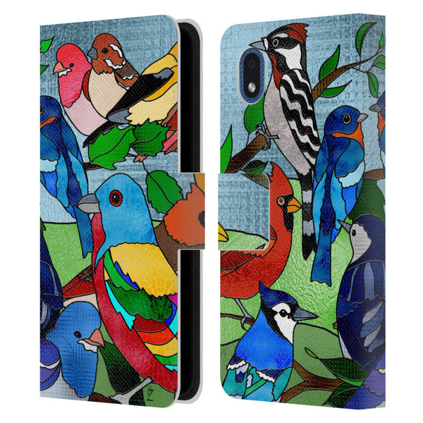 Suzan Lind Birds Stained Glass Leather Book Wallet Case Cover For Samsung Galaxy A01 Core (2020)