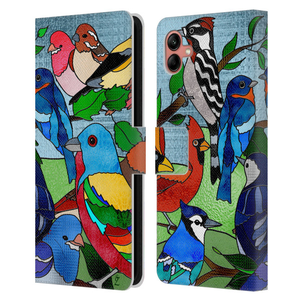 Suzan Lind Birds Stained Glass Leather Book Wallet Case Cover For Samsung Galaxy A04 (2022)
