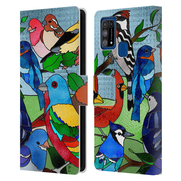 Suzan Lind Birds Stained Glass Leather Book Wallet Case Cover For Samsung Galaxy M31 (2020)