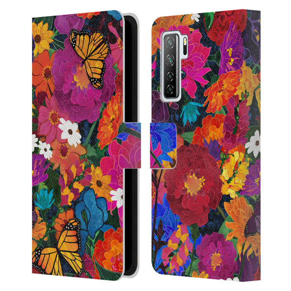 Suzan Lind Butterflies Flower Collage Leather Book Wallet Case Cover For Huawei Nova 7 SE/P40 Lite 5G