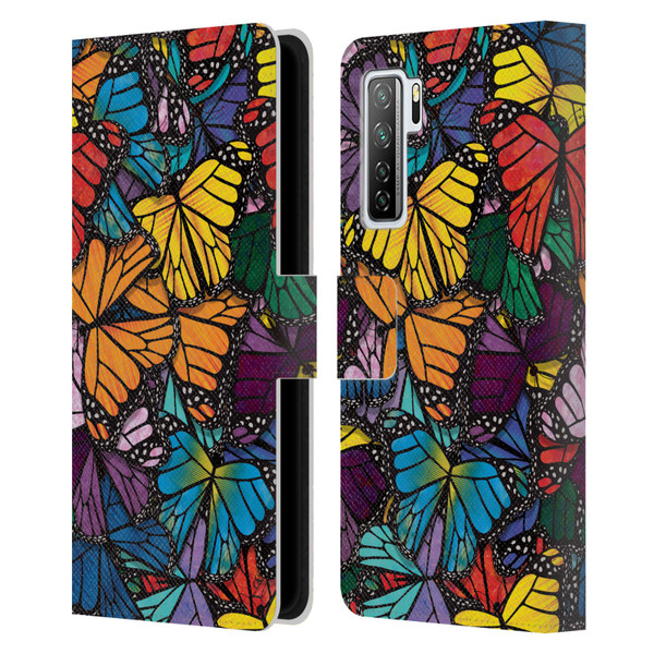 Suzan Lind Butterflies Monarch Leather Book Wallet Case Cover For Huawei Nova 7 SE/P40 Lite 5G