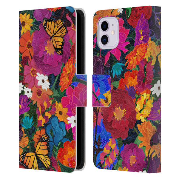 Suzan Lind Butterflies Flower Collage Leather Book Wallet Case Cover For Apple iPhone 11