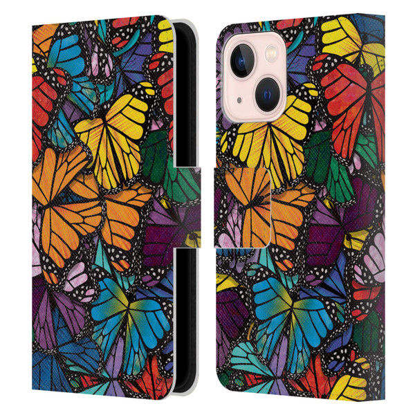 Suzan Lind Butterflies Monarch Leather Book Wallet Case Cover For Apple iPhone 13 Mini