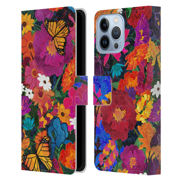 Suzan Lind Butterflies Flower Collage Leather Book Wallet Case Cover For Apple iPhone 13 Pro Max