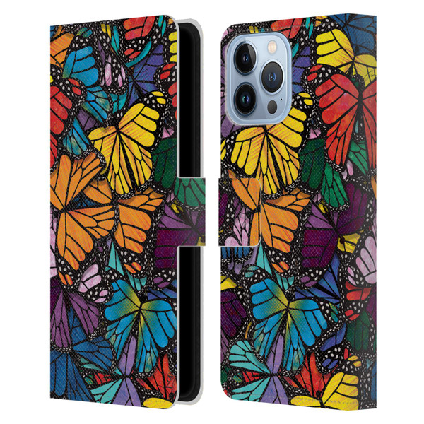 Suzan Lind Butterflies Monarch Leather Book Wallet Case Cover For Apple iPhone 13 Pro Max