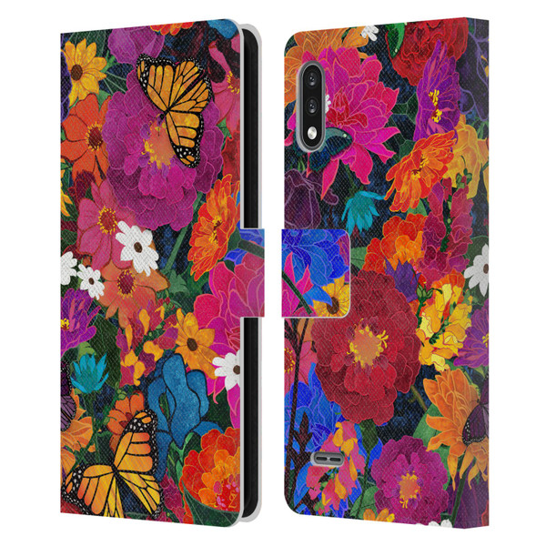 Suzan Lind Butterflies Flower Collage Leather Book Wallet Case Cover For LG K22