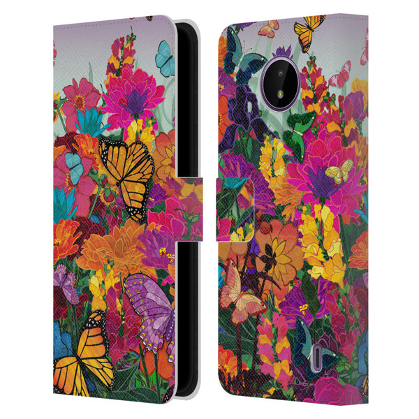 Suzan Lind Butterflies Garden Leather Book Wallet Case Cover For Nokia C10 / C20