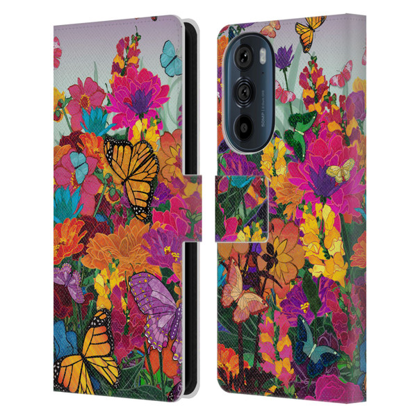 Suzan Lind Butterflies Garden Leather Book Wallet Case Cover For Motorola Edge 30