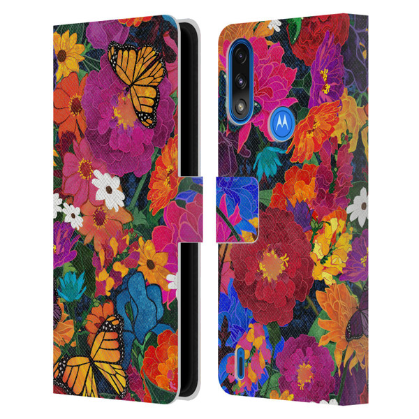 Suzan Lind Butterflies Flower Collage Leather Book Wallet Case Cover For Motorola Moto E7 Power / Moto E7i Power