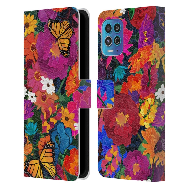 Suzan Lind Butterflies Flower Collage Leather Book Wallet Case Cover For Motorola Moto G100
