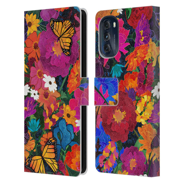 Suzan Lind Butterflies Flower Collage Leather Book Wallet Case Cover For Motorola Moto G (2022)