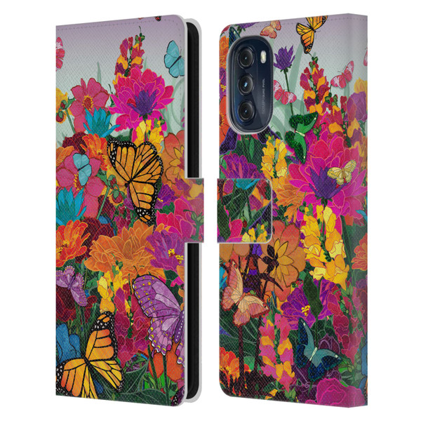 Suzan Lind Butterflies Garden Leather Book Wallet Case Cover For Motorola Moto G (2022)