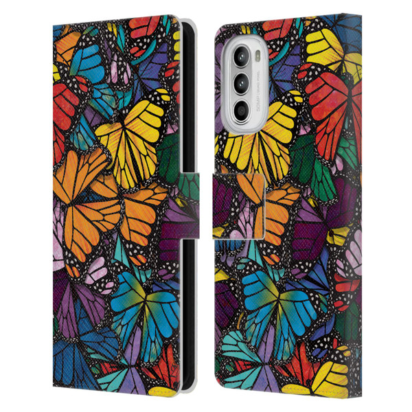 Suzan Lind Butterflies Monarch Leather Book Wallet Case Cover For Motorola Moto G52
