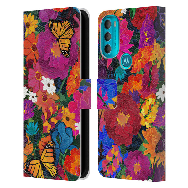Suzan Lind Butterflies Flower Collage Leather Book Wallet Case Cover For Motorola Moto G71 5G