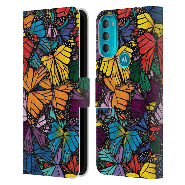 Suzan Lind Butterflies Monarch Leather Book Wallet Case Cover For Motorola Moto G71 5G