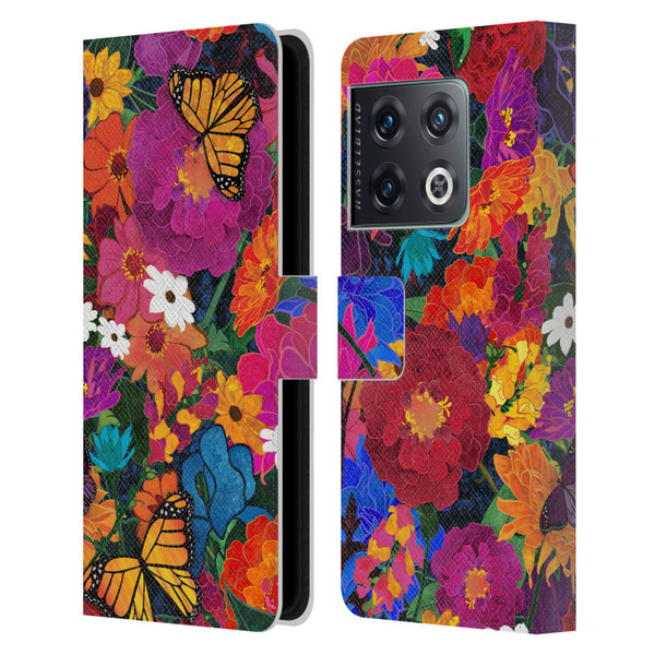 Suzan Lind Butterflies Flower Collage Leather Book Wallet Case Cover For OnePlus 10 Pro