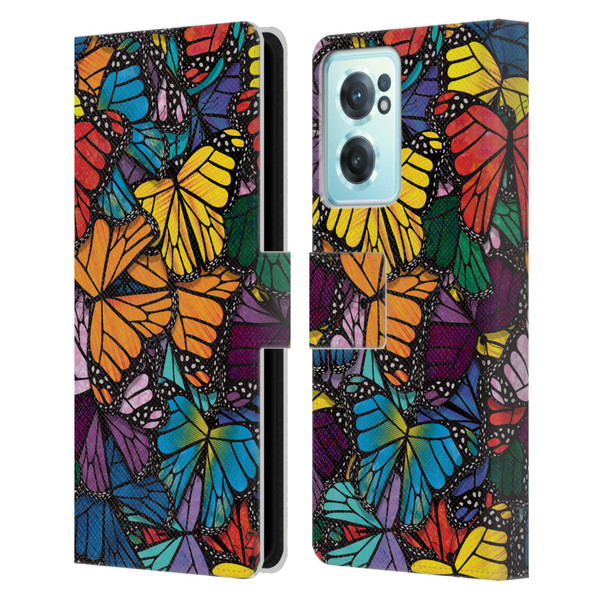 Suzan Lind Butterflies Monarch Leather Book Wallet Case Cover For OnePlus Nord CE 2 5G