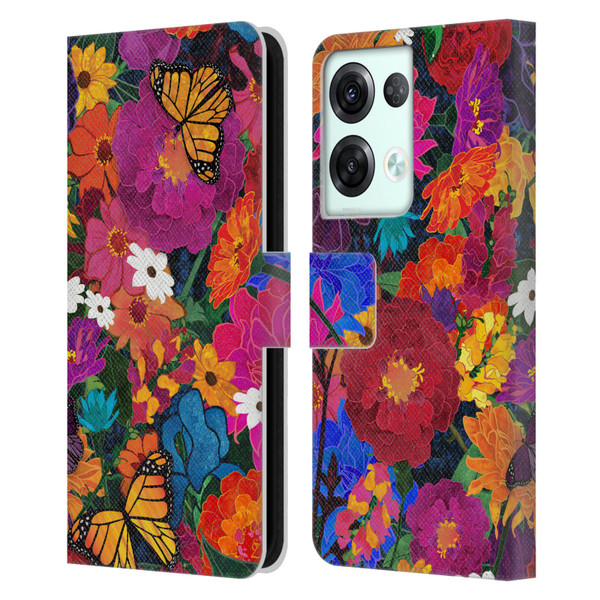 Suzan Lind Butterflies Flower Collage Leather Book Wallet Case Cover For OPPO Reno8 Pro