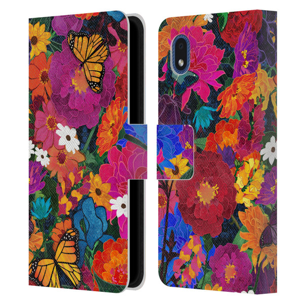 Suzan Lind Butterflies Flower Collage Leather Book Wallet Case Cover For Samsung Galaxy A01 Core (2020)