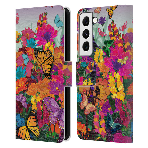 Suzan Lind Butterflies Garden Leather Book Wallet Case Cover For Samsung Galaxy S22 5G