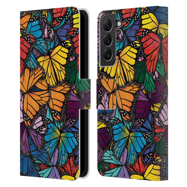 Suzan Lind Butterflies Monarch Leather Book Wallet Case Cover For Samsung Galaxy S22+ 5G