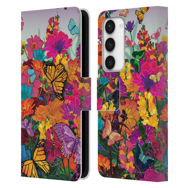 Suzan Lind Butterflies Garden Leather Book Wallet Case Cover For Samsung Galaxy S23 5G
