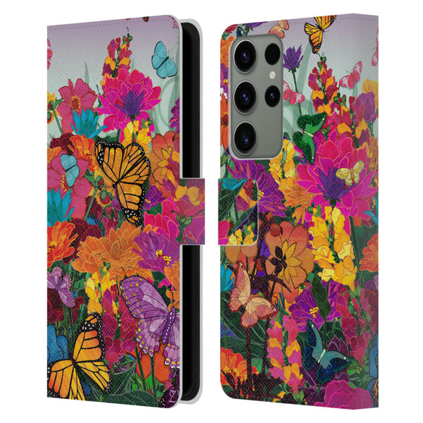 Suzan Lind Butterflies Garden Leather Book Wallet Case Cover For Samsung Galaxy S23 Ultra 5G