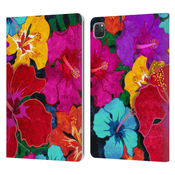 Suzan Lind Colours & Patterns Tropical Hibiscus Leather Book Wallet Case Cover For Apple iPad Pro 11 2020 / 2021 / 2022